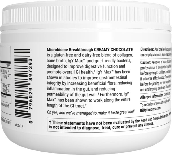 Bioptimizers MICROBIOME Breakthrough CHOCOLATE supplement