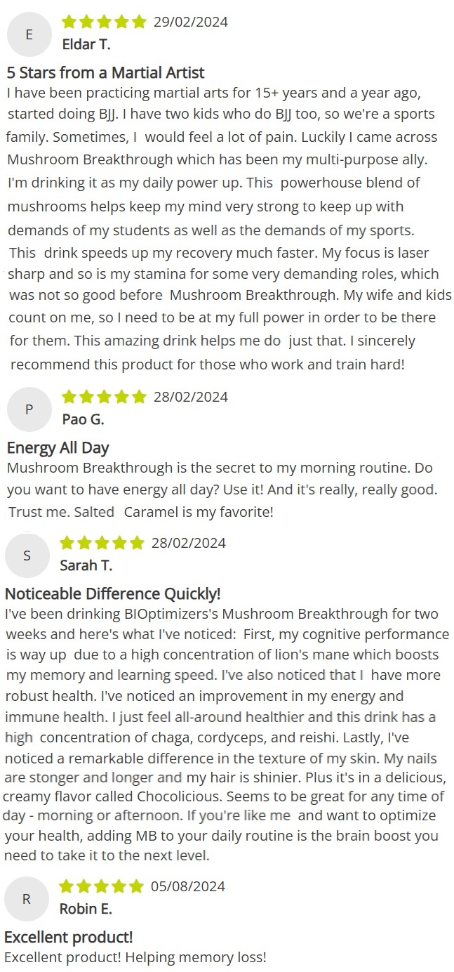bioptimizers Mushroom Breakthrough supplement
